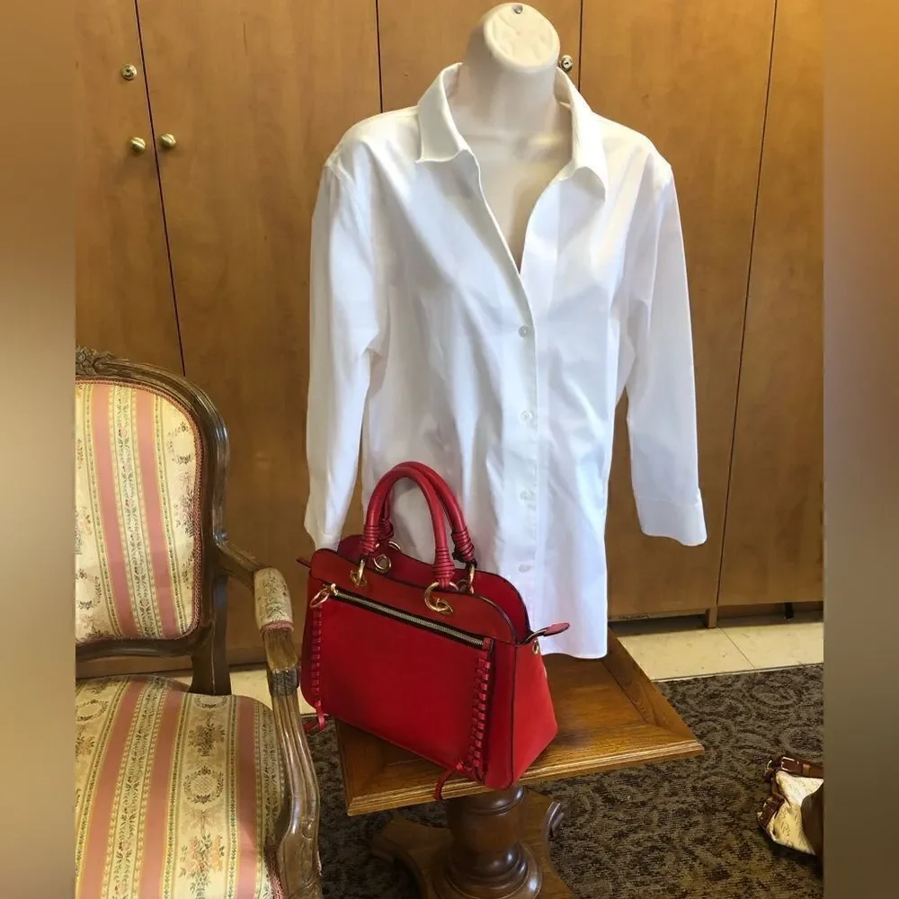 SeebyChloe Tilda Red Leather Handbag w/Sueded Bottom, Missing Crossbody Strap